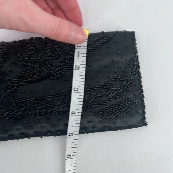 Stunning Vintage Beaded Black Clutch Bag Prom Wedding Ball Made in Hong Kong - Picture 13 of 13